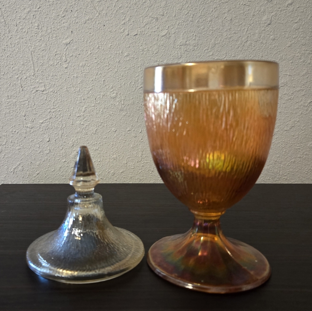 1920 Marigold Finlandia Carnival Glass Candy Dish - Picture 2 of 2